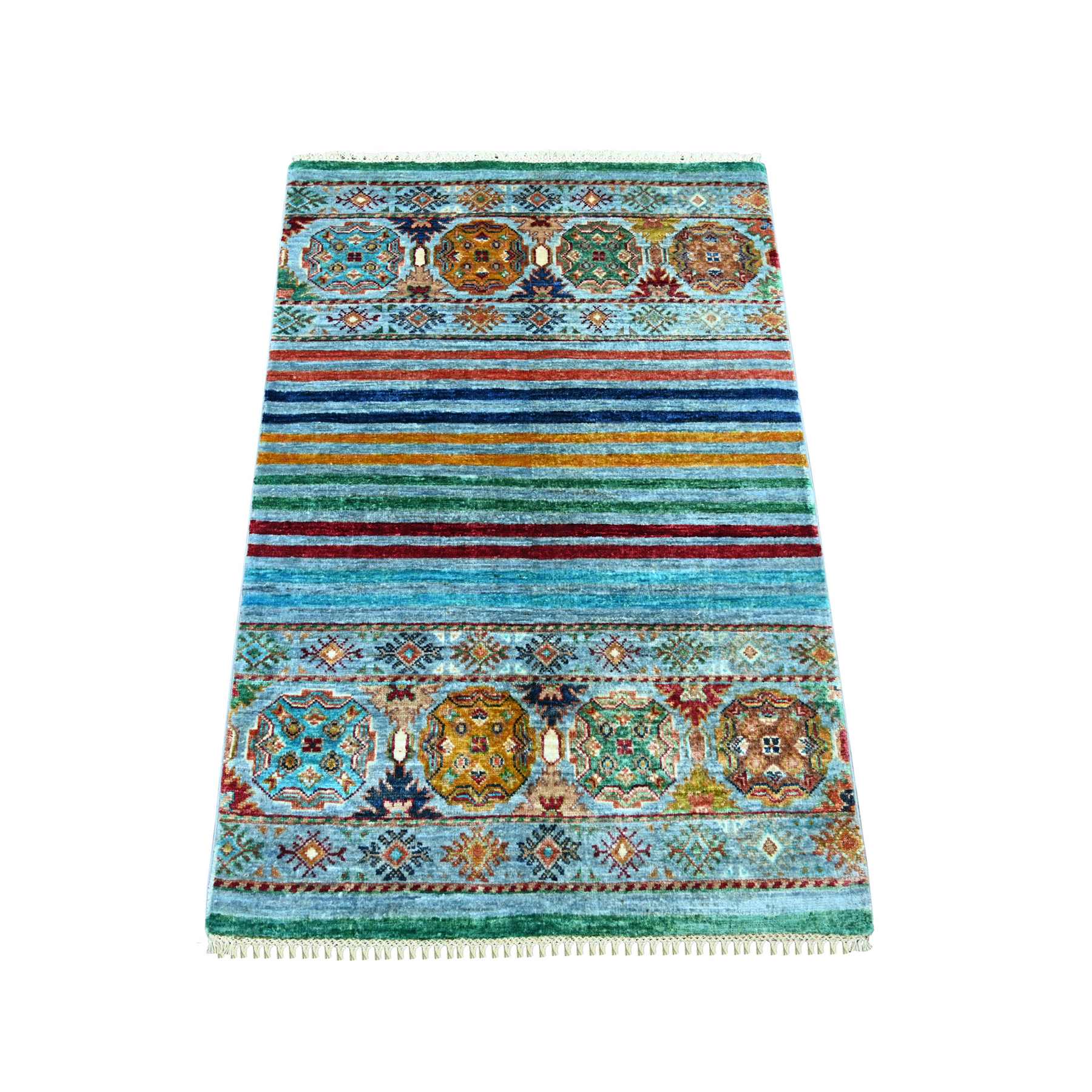 Tribal-Geometric-Hand-Knotted-Rug-110215