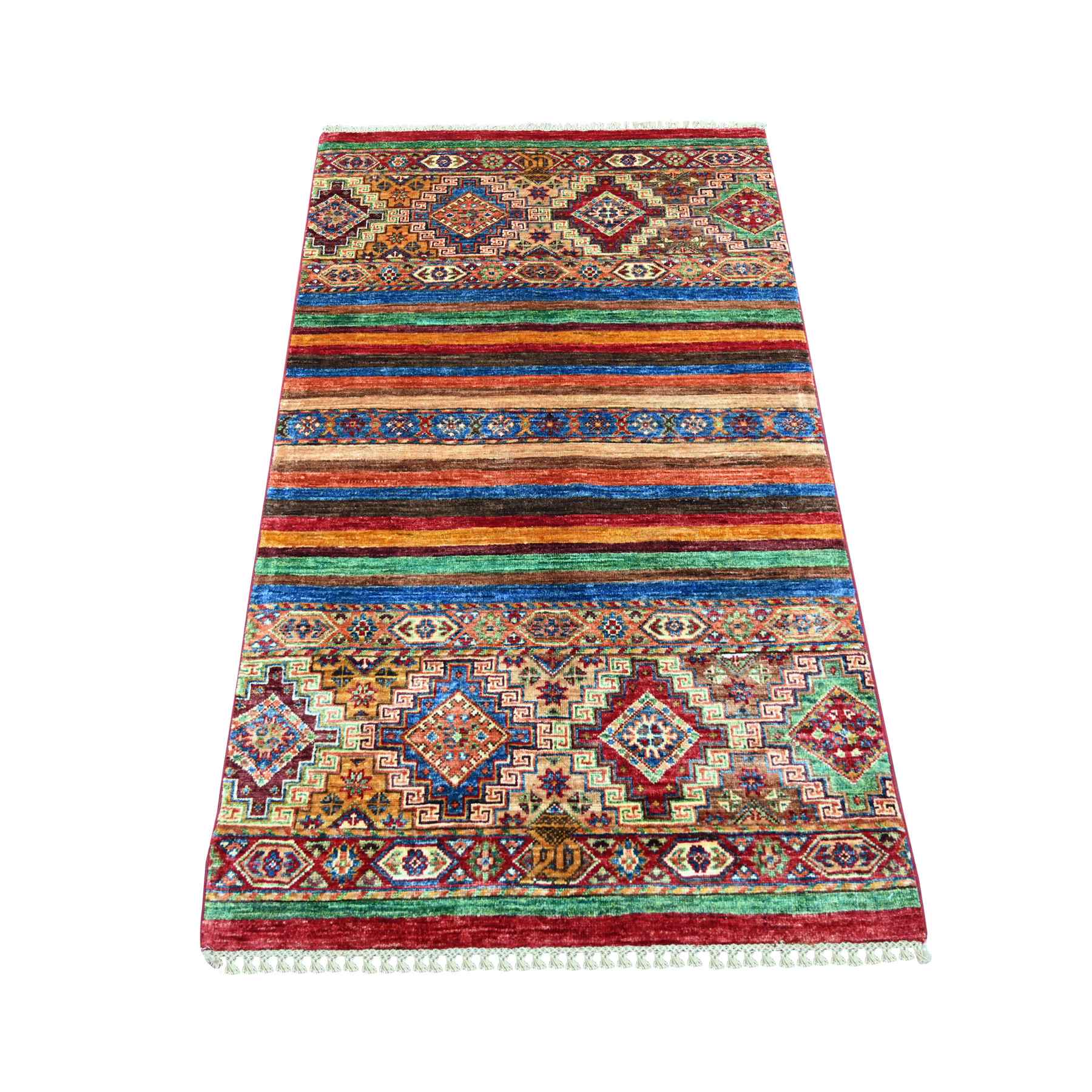 Tribal-Geometric-Hand-Knotted-Rug-110385
