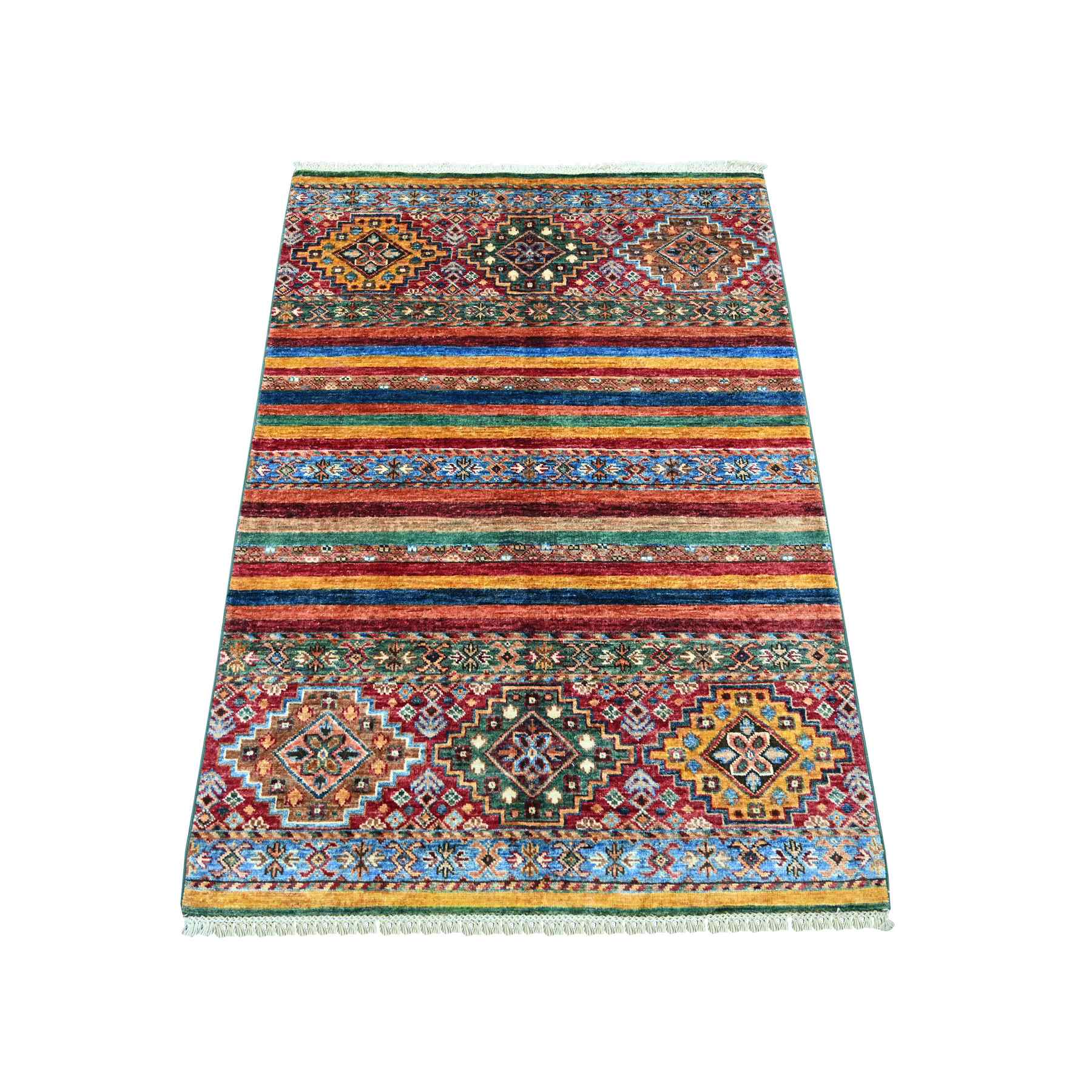 Tribal-Geometric-Hand-Knotted-Rug-110415