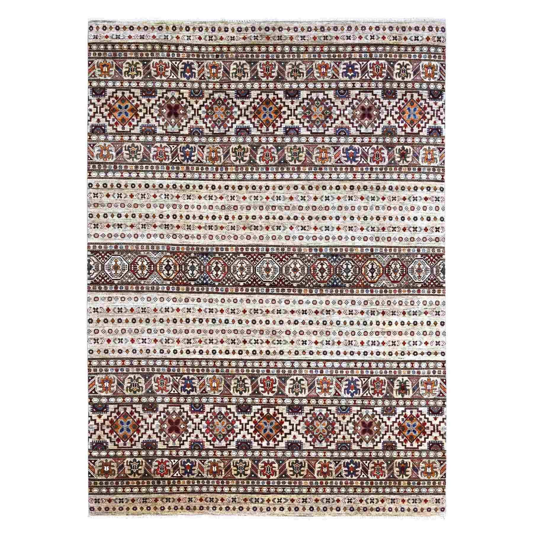 Tribal-Geometric-Hand-Knotted-Rug-110875