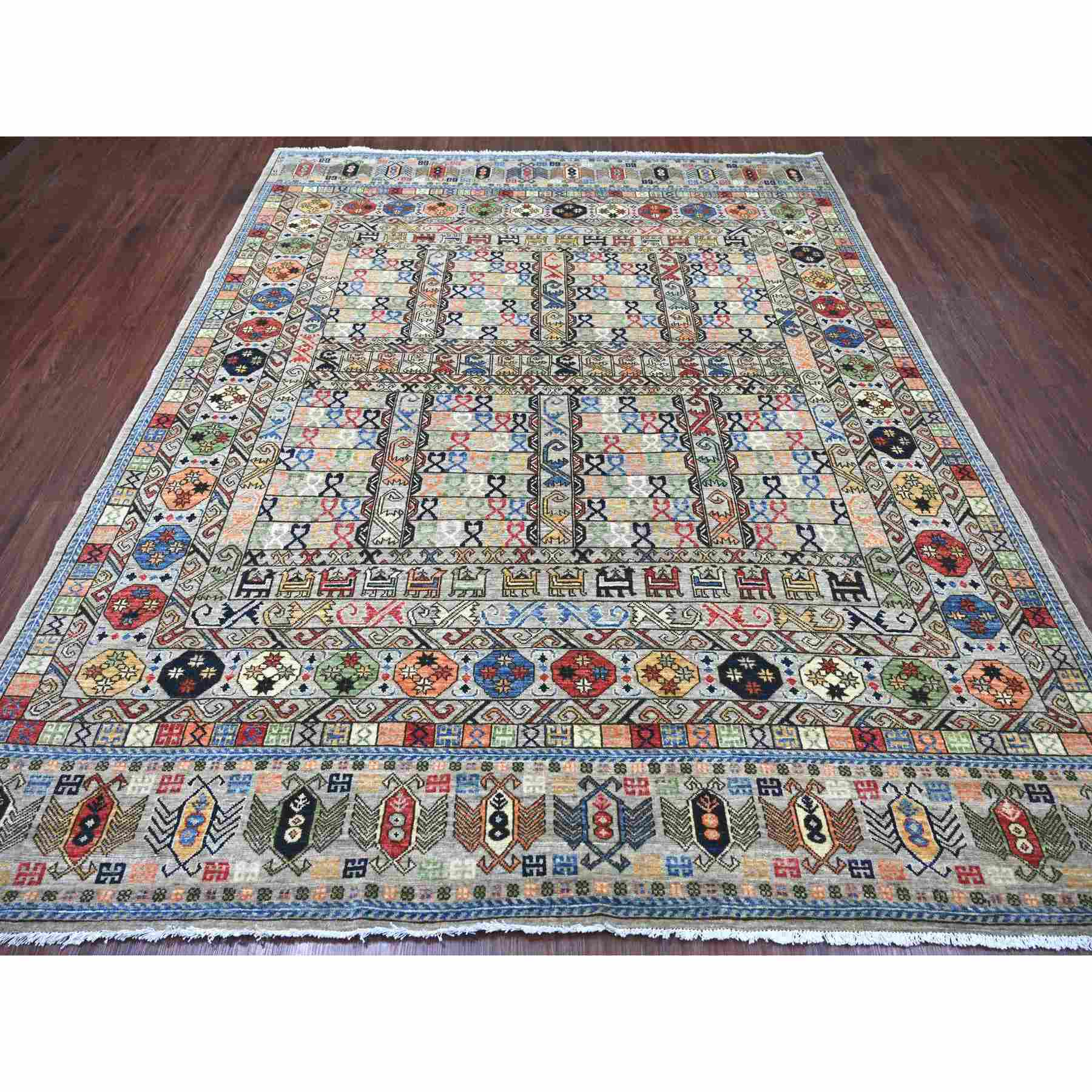 Tribal-Geometric-Hand-Knotted-Rug-112170