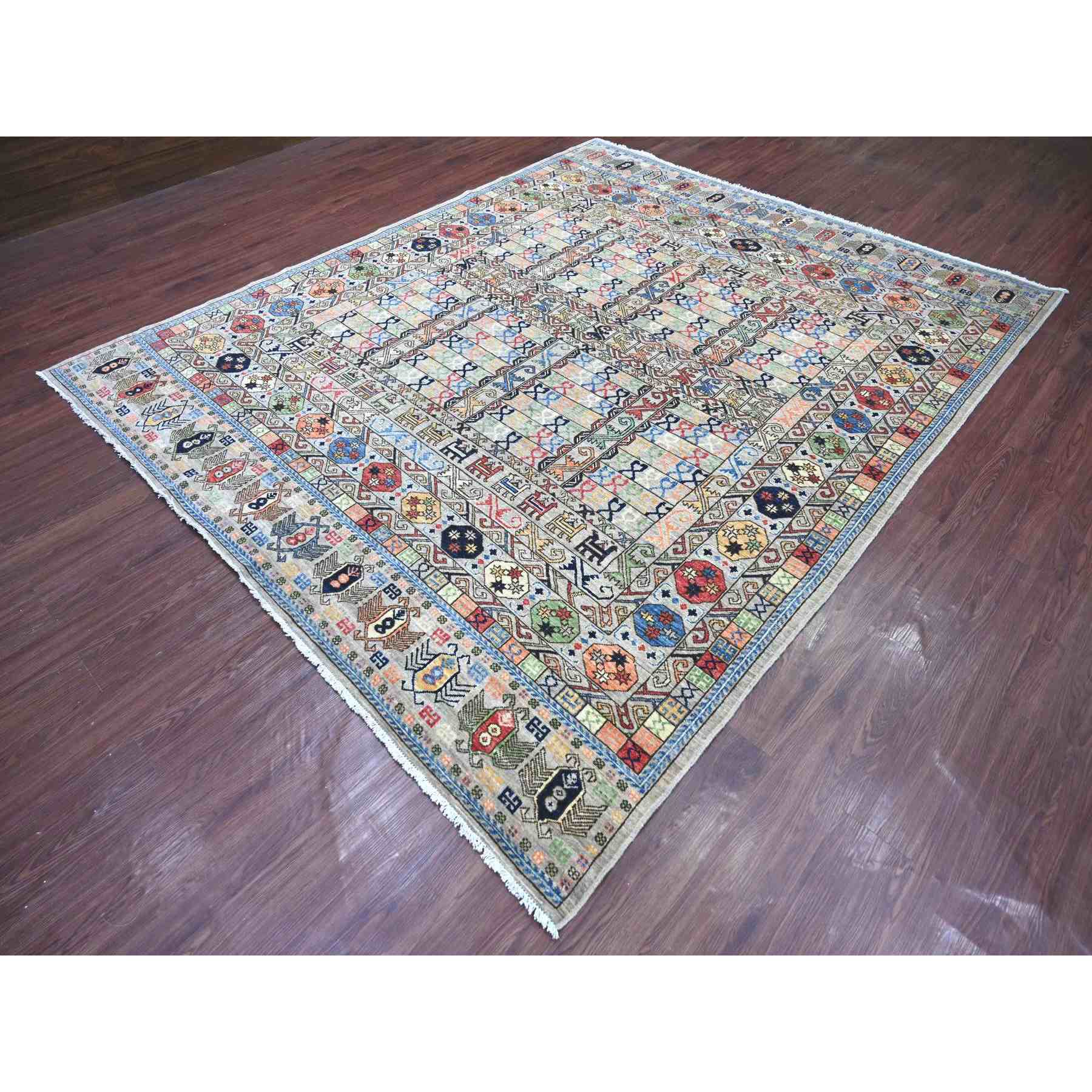 Tribal-Geometric-Hand-Knotted-Rug-112170
