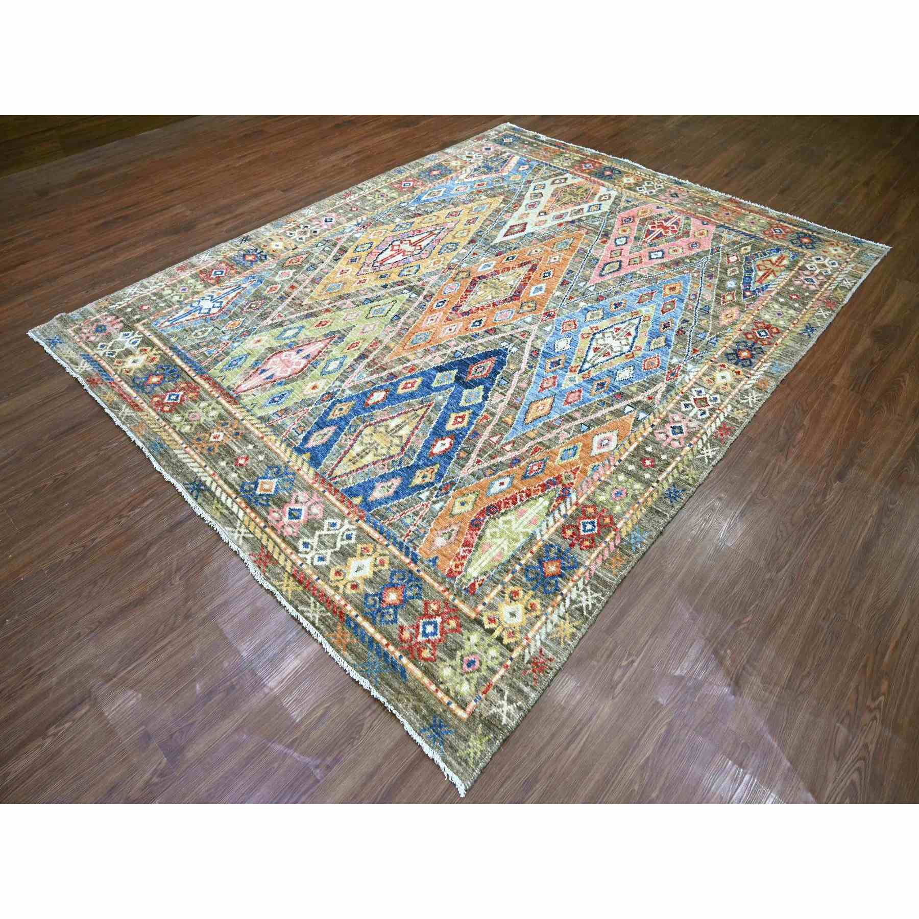 Tribal-Geometric-Hand-Knotted-Rug-112195
