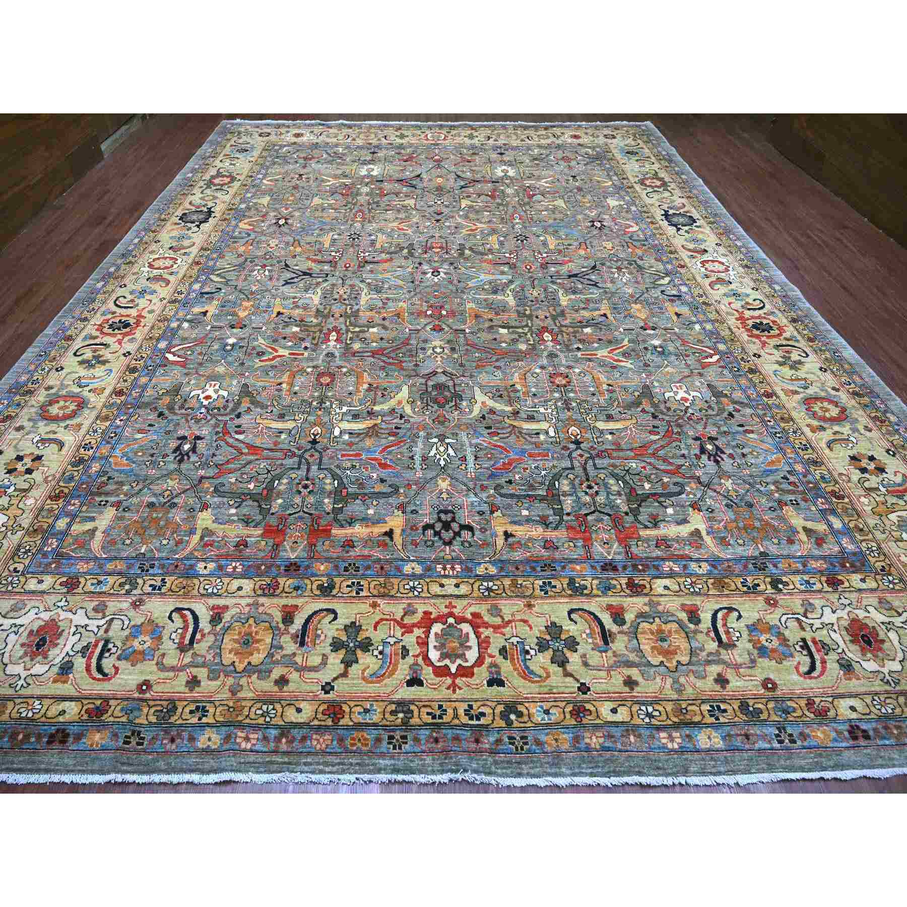 Tribal-Geometric-Hand-Knotted-Rug-112365