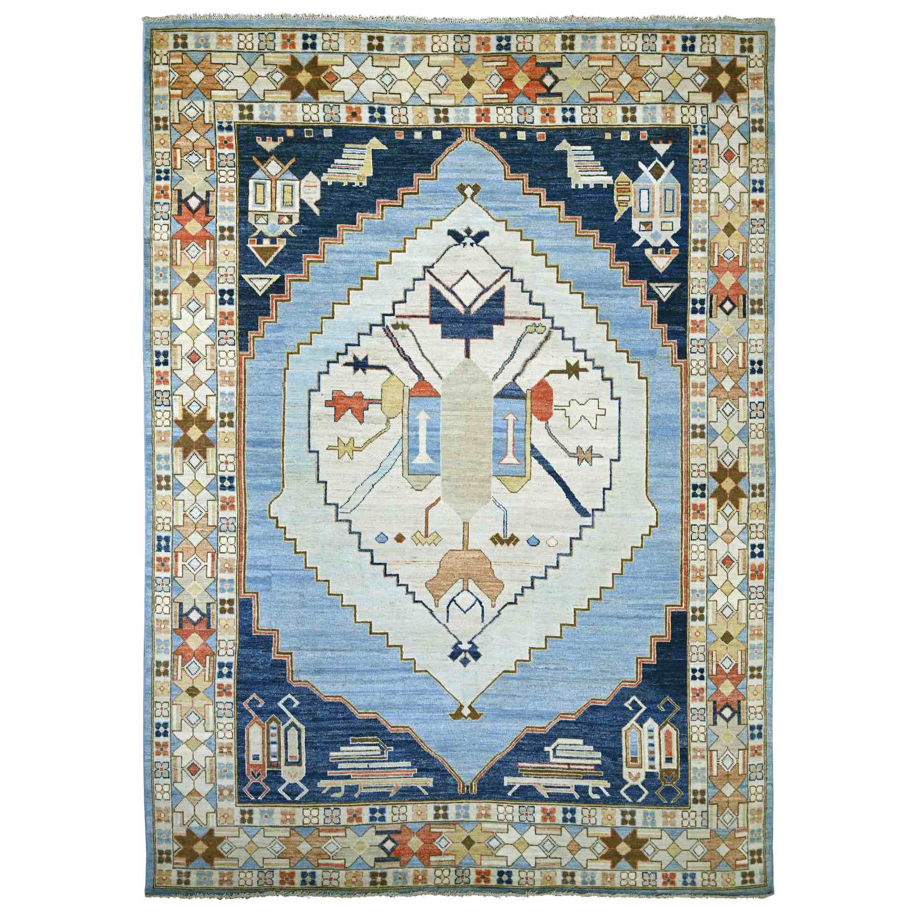 Tribal-Geometric-Hand-Knotted-Rug-112485