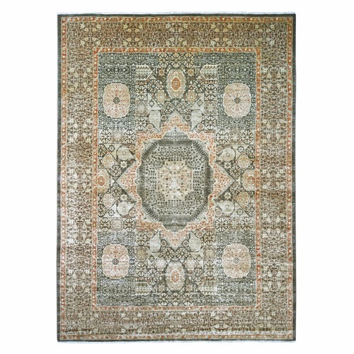 Cedar Brown, Hand Knotted, 14th Century Mamluk Dynasty Pattern with Star Medallion Design, High Mountain Wool, Vegetable Dyes, Oriental 