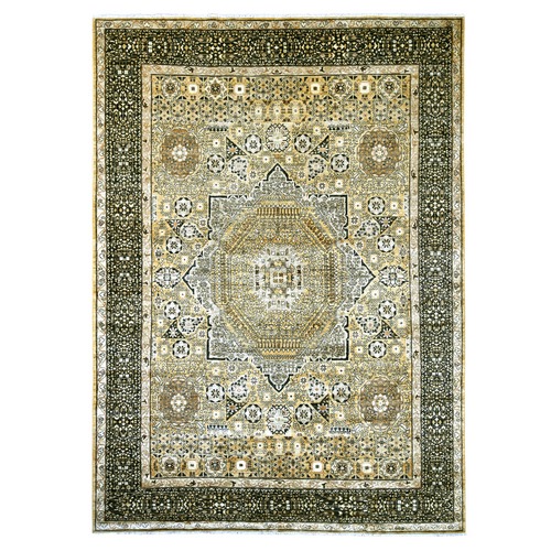 Light Brown, 14th Century Mamluk Dynasty Pattern with Star Medallion Design, Hand Knotted, High Mountain Wool, Vegetable Dyes, Oriental 