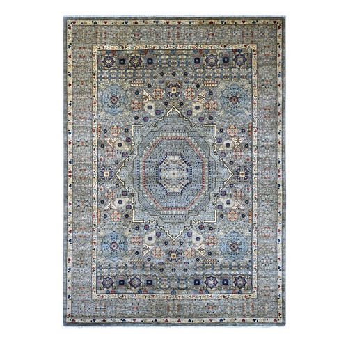 Cloud Gray, 14th Century Mamluk Dynasty Pattern with Star Medallion Design, Hand Knotted, High Mountain Wool, Vegetable Dyes, Oriental 