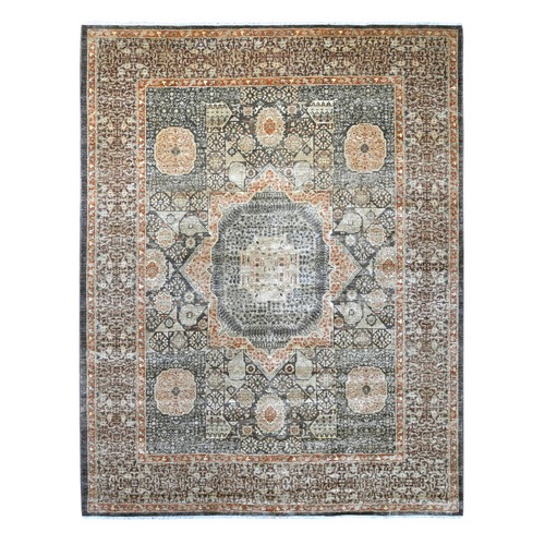 Carob Brown, 14th Century Mamluk Dynasty Pattern with Star Medallion Design, Hand Knotted, High Mountain Wool, Vegetable Dyes, Oriental 