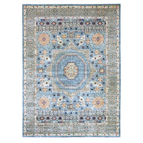 Carolina Blue, 14th Century Mamluk Dynasty Pattern with Star Medallion Design, Hand Knotted, High Mountain Wool, Vegetable Dyes, XL, Oversized, Oriental 