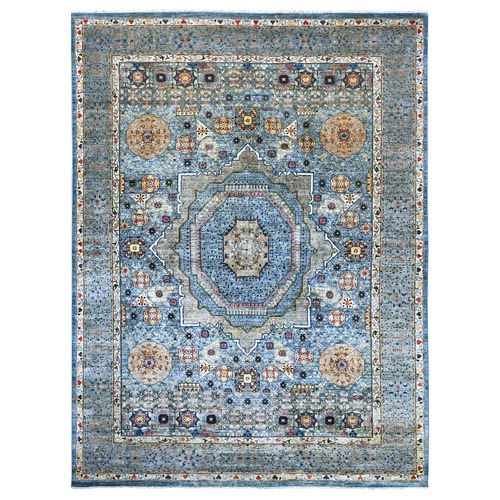 Carolina Blue, 14th Century Mamluk Dynasty Pattern with Star Medallion Design, Hand Knotted, High Mountain Wool, Natural Dyes, Oriental 