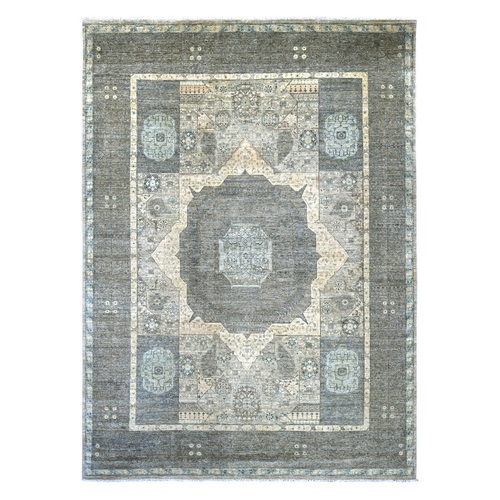 Oyster White, Hand Knotted, 14th Century Mamluk Dynasty Pattern with Star Medallion Design, High Mountain Wool, Vegetable Dyes, Oriental 