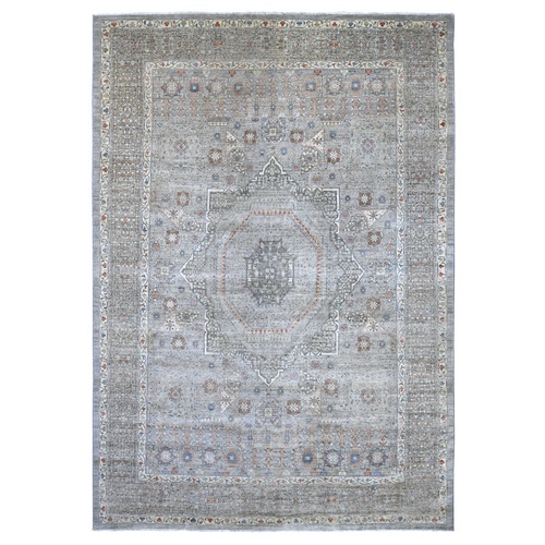 Misty Gray, 14th Century Mamluk Dynasty Pattern with Star Medallion Design, Hand Knotted, High Mountain Wool, Natural Dyes, Oriental 