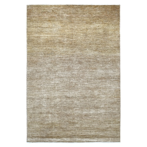 Khaki Brown, Plain Solid Pattern, Hand Knotted, Hand Spun Ghazni Wool, Lush and Plush, Oriental 