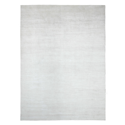 Daisy White, Plain Solid Pattern, Hand Knotted, Hand Spun Ghazni Wool, Lush and Plush, Oriental 