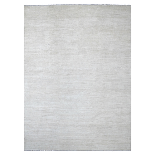 Daisy White, Plain Solid Pattern, Hand Knotted, Hand Spun Ghazni Wool, Lush and Plush, Oriental 