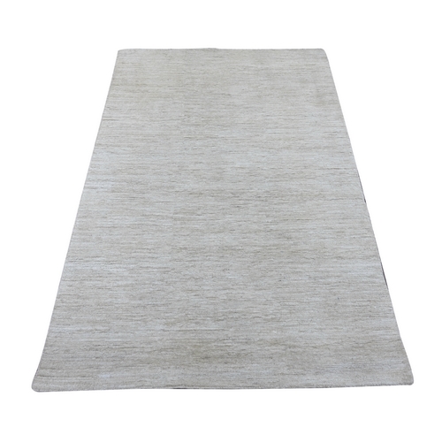 Alabaster White, Plain Solid Pattern, Hand Knotted, Hand Spun Ghazni Wool, Lush and Plush, Oriental 