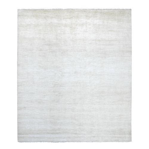 Daisy White, Plain Solid Pattern, Hand Knotted, Hand Spun Ghazni Wool, Lush and Plush, Oriental 