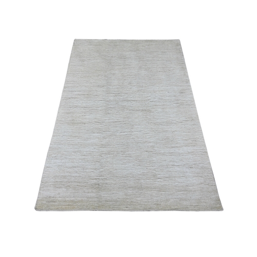 Alabaster White, Plain Solid Pattern, Hand Knotted, Hand Spun Ghazni Wool, Lush and Plush, Oriental 