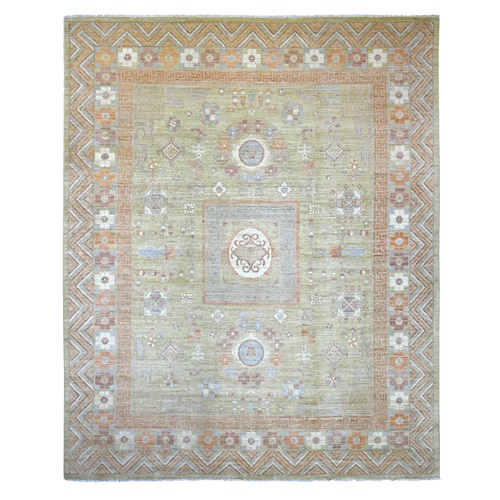 Swamp Green, Afghan Peshawar with Khotan Design, Natural Dyes, Hand Knotted, Pure Wool, XL, Oversized, Oriental 