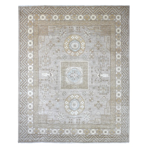 Stone Gray, Afghan Peshawar with Khotan Design, Natural Dyes, Hand Knotted, Pure Wool, XL, Oversized, Oriental 