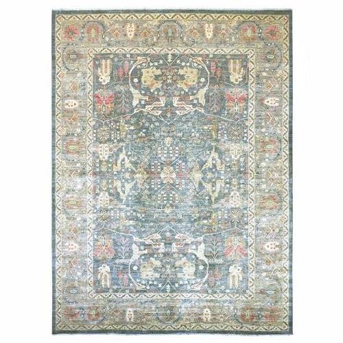 Nevada Gray, Peshawar with Bijar Garus Design, Hand Knotted, High Mountain Wool, Densely Woven, XL, Oversized, Oriental 