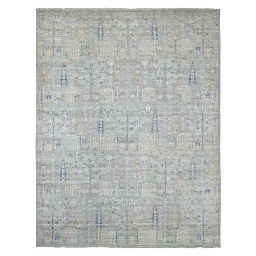 Laurel Green, Peshawar with Cypress and Willow Tree Design, Hand Knotted, High Mountain Wool, Densely Woven, Oriental 