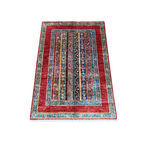 Berry Red, Natural Wool, Hand Knotted, Vegetable Dyes, Afghan Super Kazak with Shawl Design, Sample, Mat, Oriental 