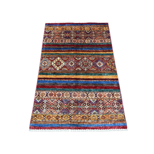 Rust Red, Pure Wool, Hand Knotted, Vegetable Dyes, Afghan Super Kazak with Khorjin Design, Sample, Mat, Oriental 