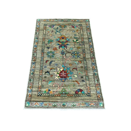 Stone Gray, Hand Knotted, Natural Dyes, Soft and Vibrant Wool, Afghan Sultani, All Over Floral Pattern, Sample, Mat, Oriental 