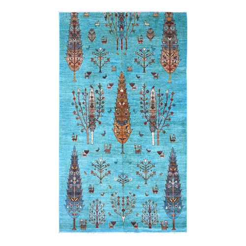 Light Blue, Hand Knotted, Afghan Sultani with Cypress Tree Design, Denser Weave, Vegetable Dyes, Soft Wool, Oriental 