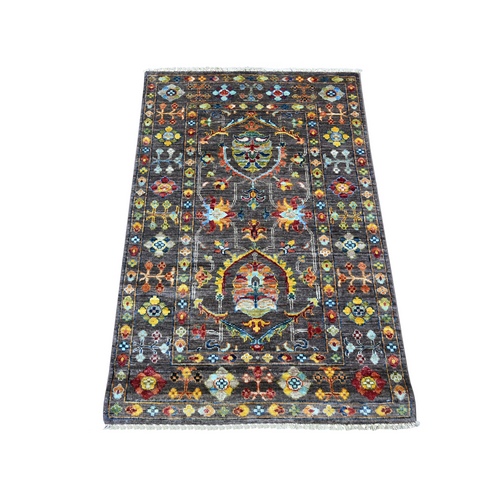 Stone Gray, Afghan Sultani with All Over Design, Denser Weave, Hand Knotted, Vegetable Dyes, Soft Wool, Sample, Mat, Oriental 