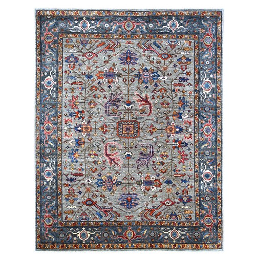 Fossil Gray, Aryana Grade, Heriz All Over Design, Hand Knotted, High Mountain Wool, Soft Pile, Vegetable Dyes, Densely Woven, Oriental 
