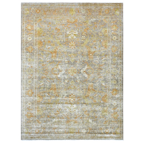 Brown with touches of Gold, Peshawar with Bijar Garus Design, Hand Knotted, Vegetable Dyes, Densely Woven, 100% Wool, Oriental 