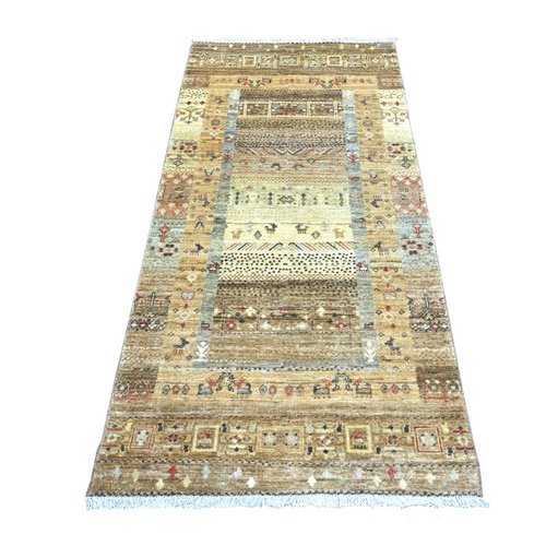 Shades of Brown, Fine Kashkuli Gabbeh with Small Animal Figurines, Hand Knotted, Soft Wool, Vegetable Dyes, Runner, Oriental 