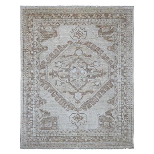 Light Gray, Anatolian Village Design, Turkish Knot, Zero Pile, Sheared Low, Hand Knotted, 100% Wool, Oriental 