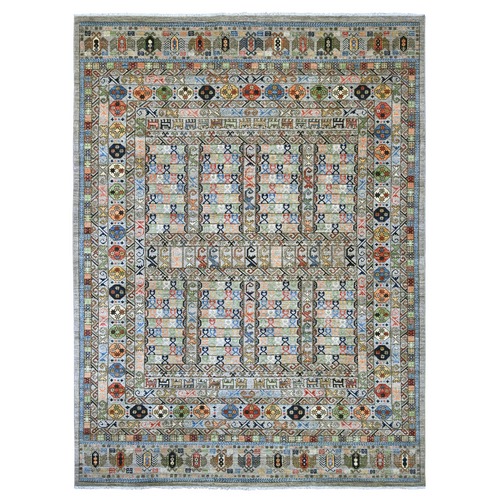 Cloud Gray, Afghan Ersari with Hutchlu Design, Reimagined, Vegetable Dyes, Hand Knotted, Denser Weave, Soft Wool, Oriental 
