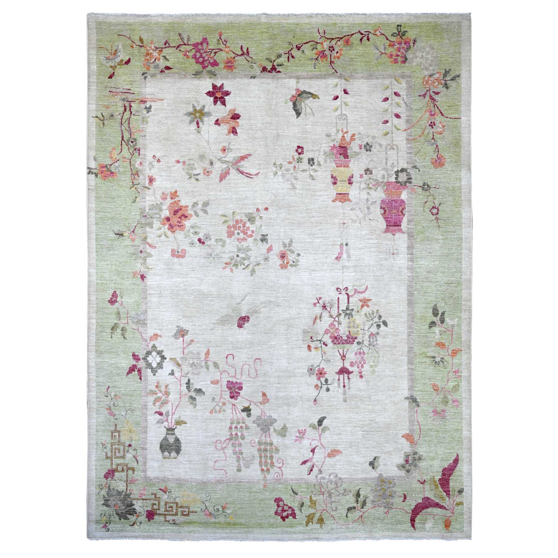 Oushak-And-Peshawar-Hand-Knotted-Rug-113125