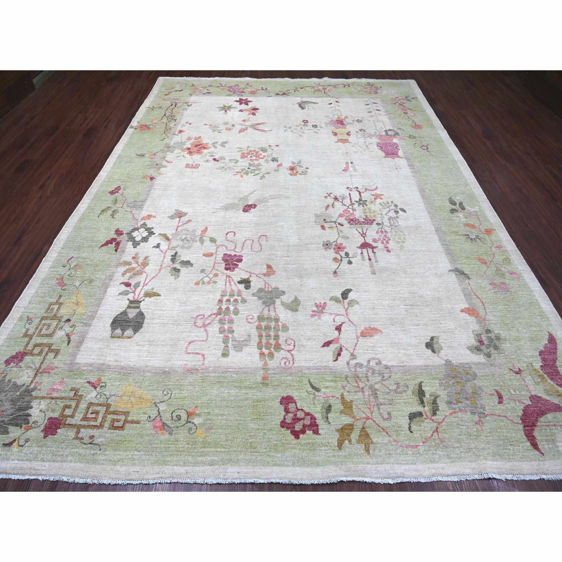 Oushak-And-Peshawar-Hand-Knotted-Rug-113125