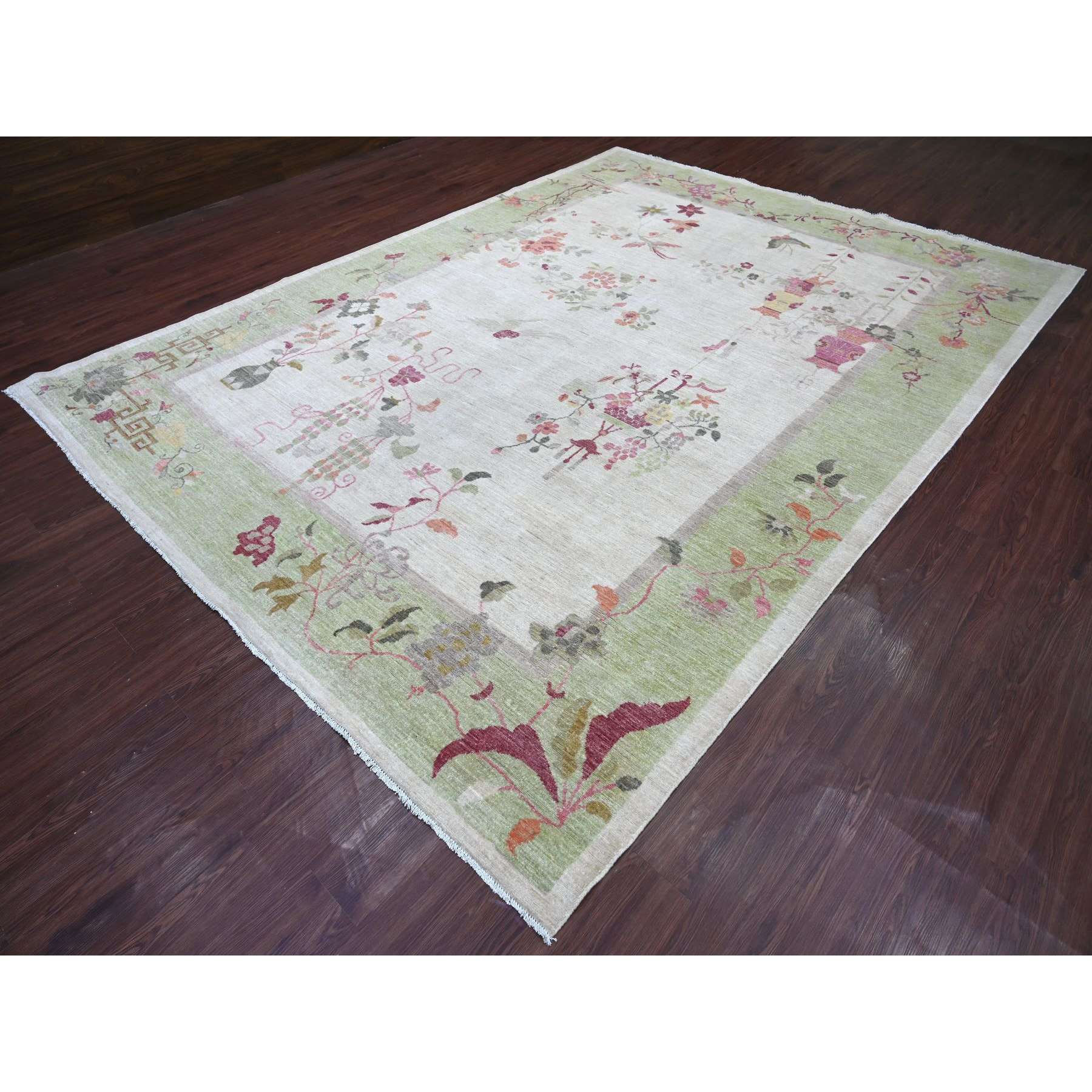 Oushak-And-Peshawar-Hand-Knotted-Rug-113125