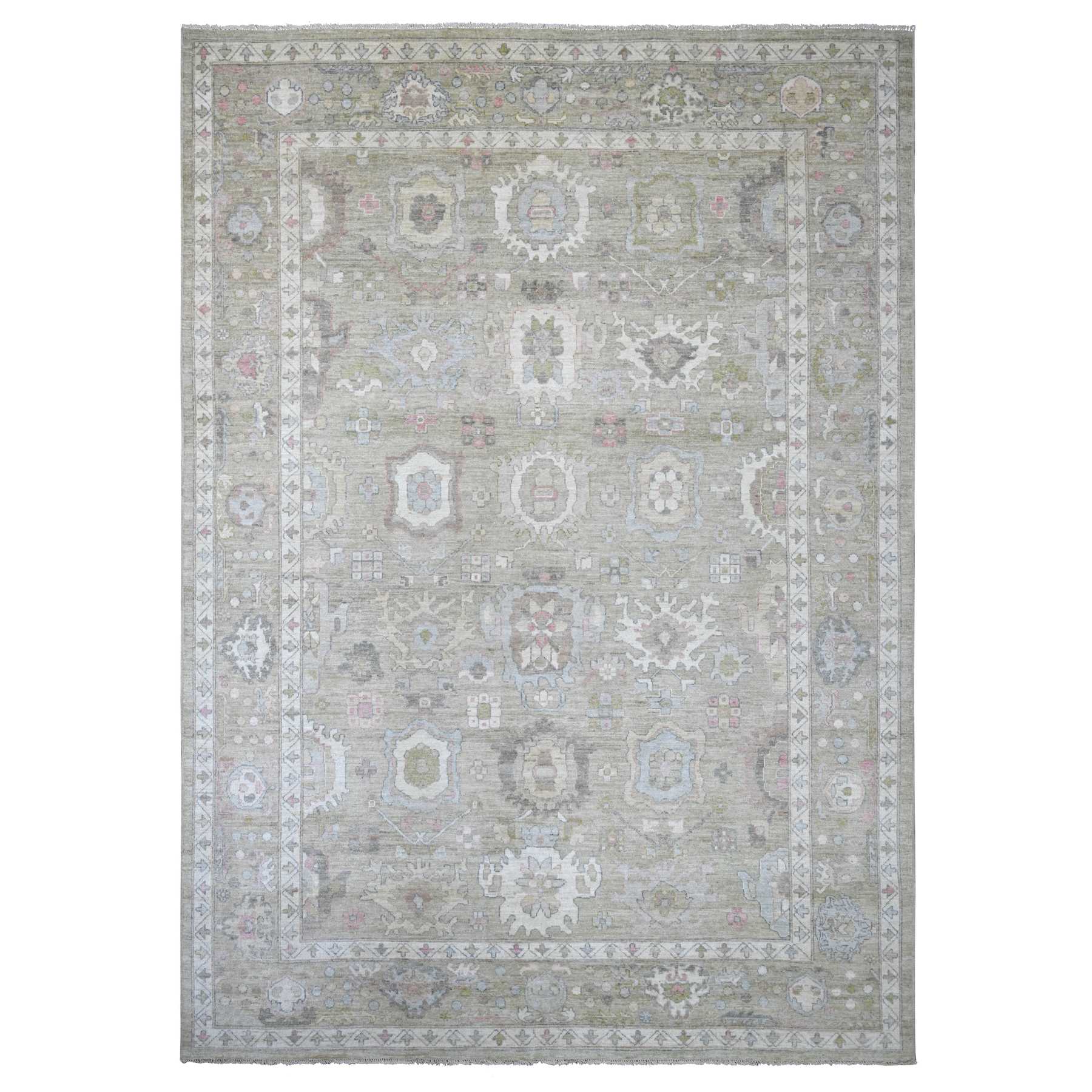 Oushak-And-Peshawar-Hand-Knotted-Rug-113215