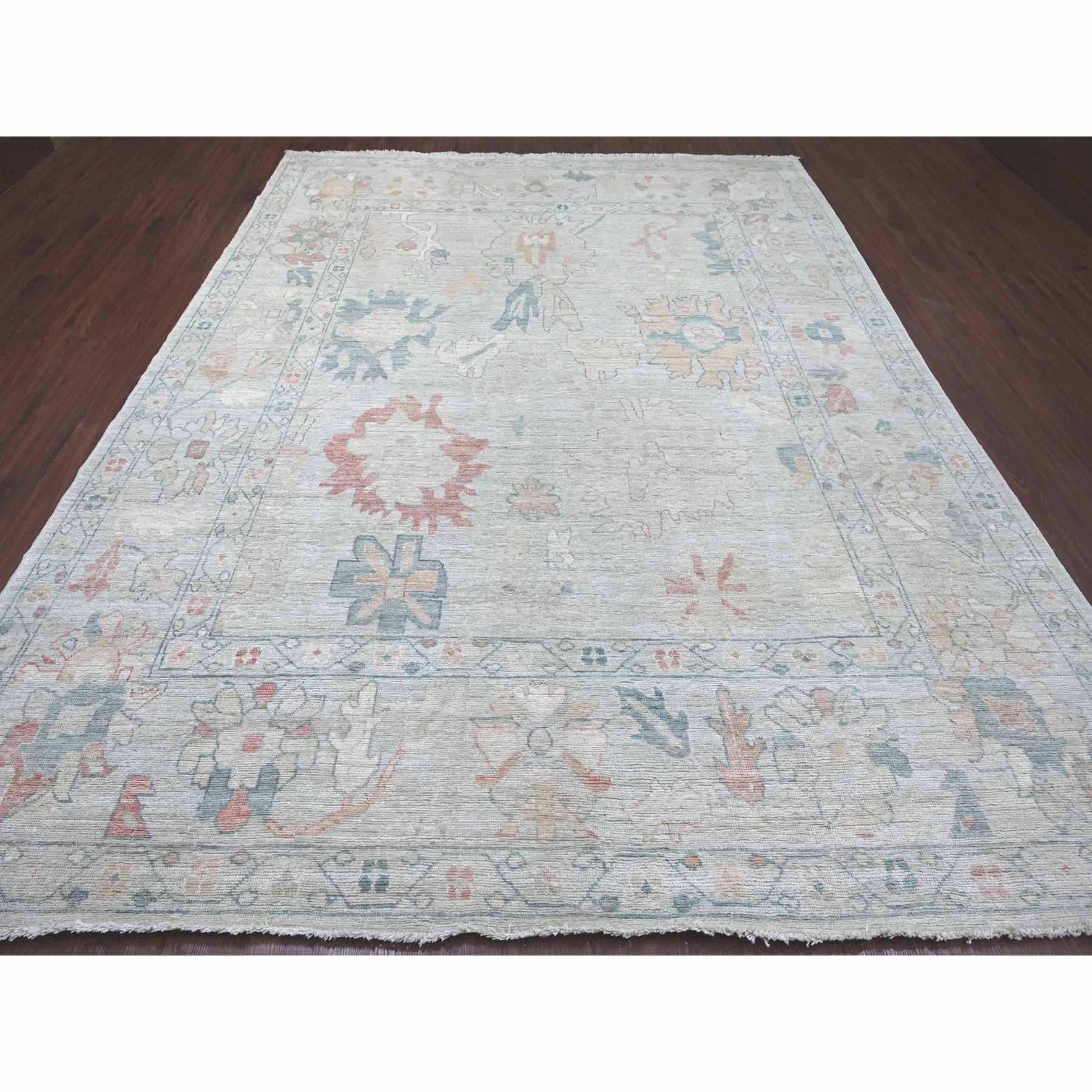 Oushak-And-Peshawar-Hand-Knotted-Rug-113345