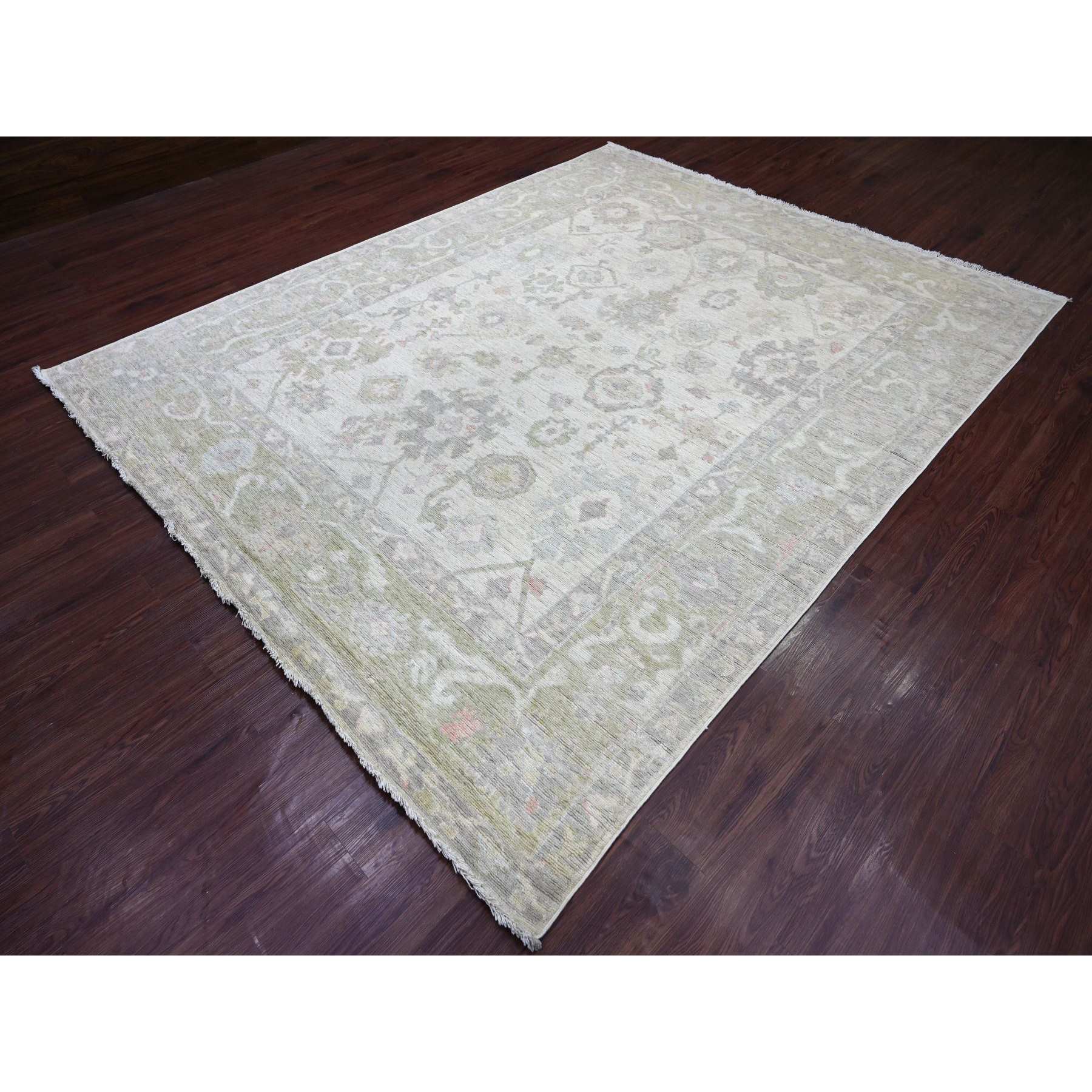 Oushak-And-Peshawar-Hand-Knotted-Rug-113415