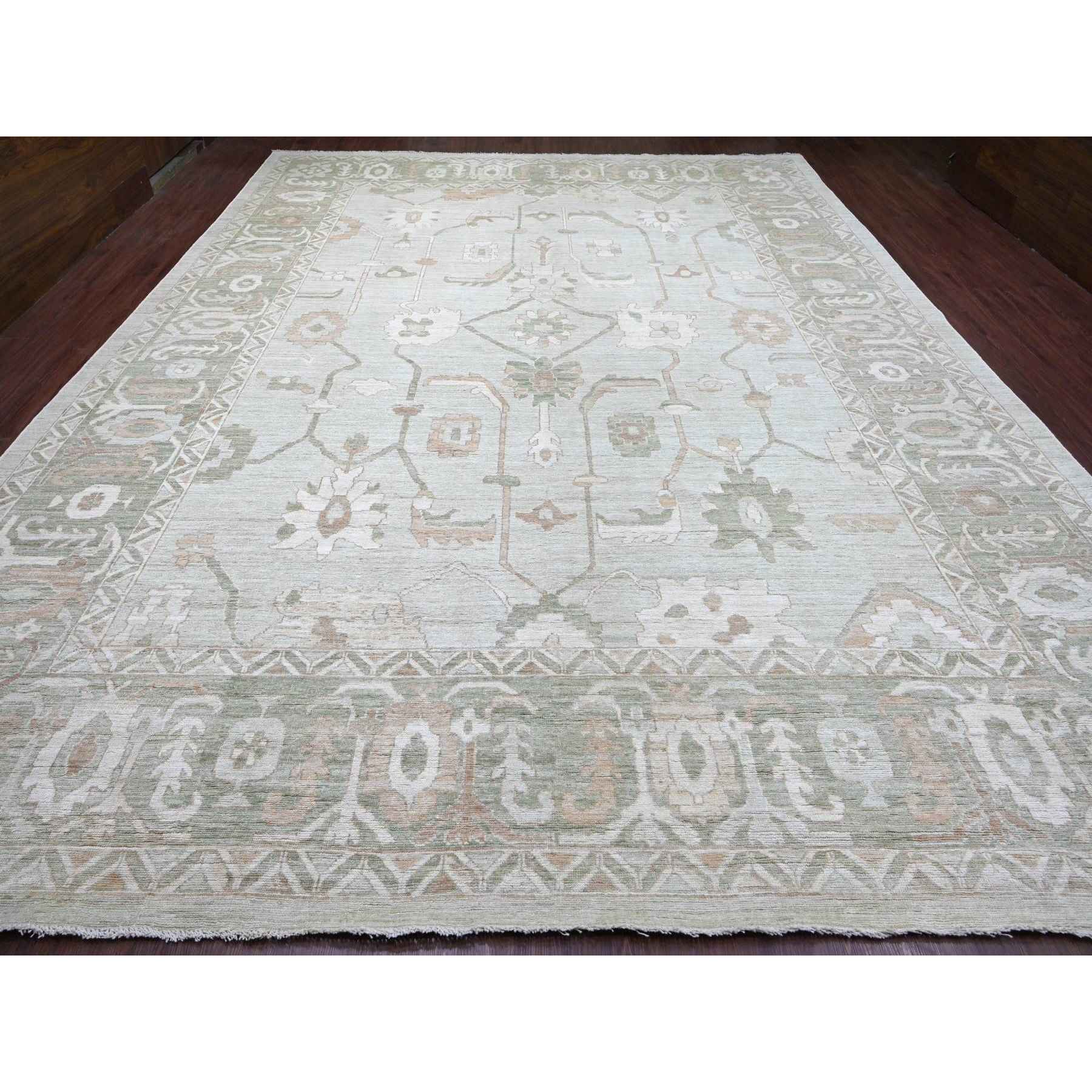 Oushak-And-Peshawar-Hand-Knotted-Rug-113595