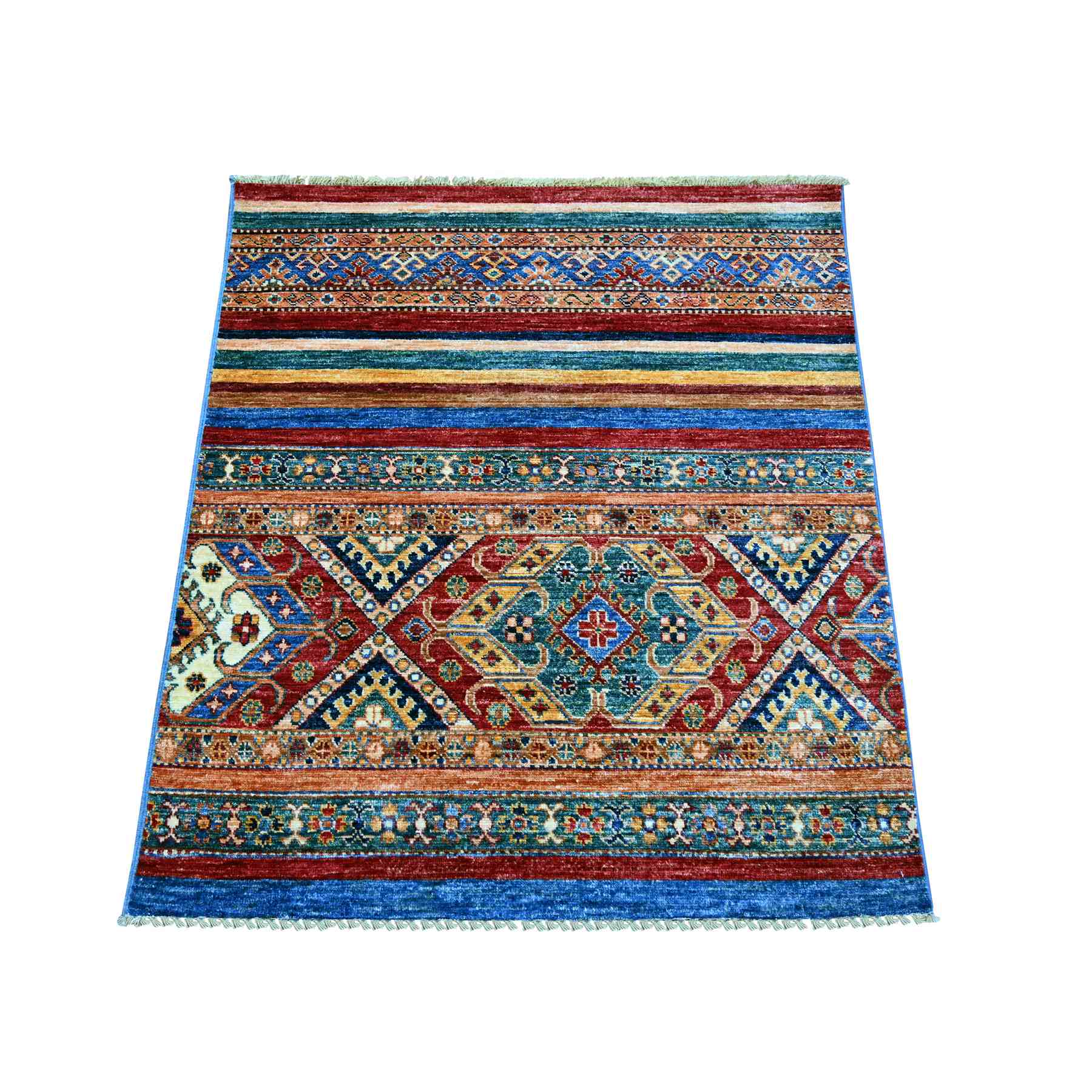Tribal-Geometric-Hand-Knotted-Rug-112990