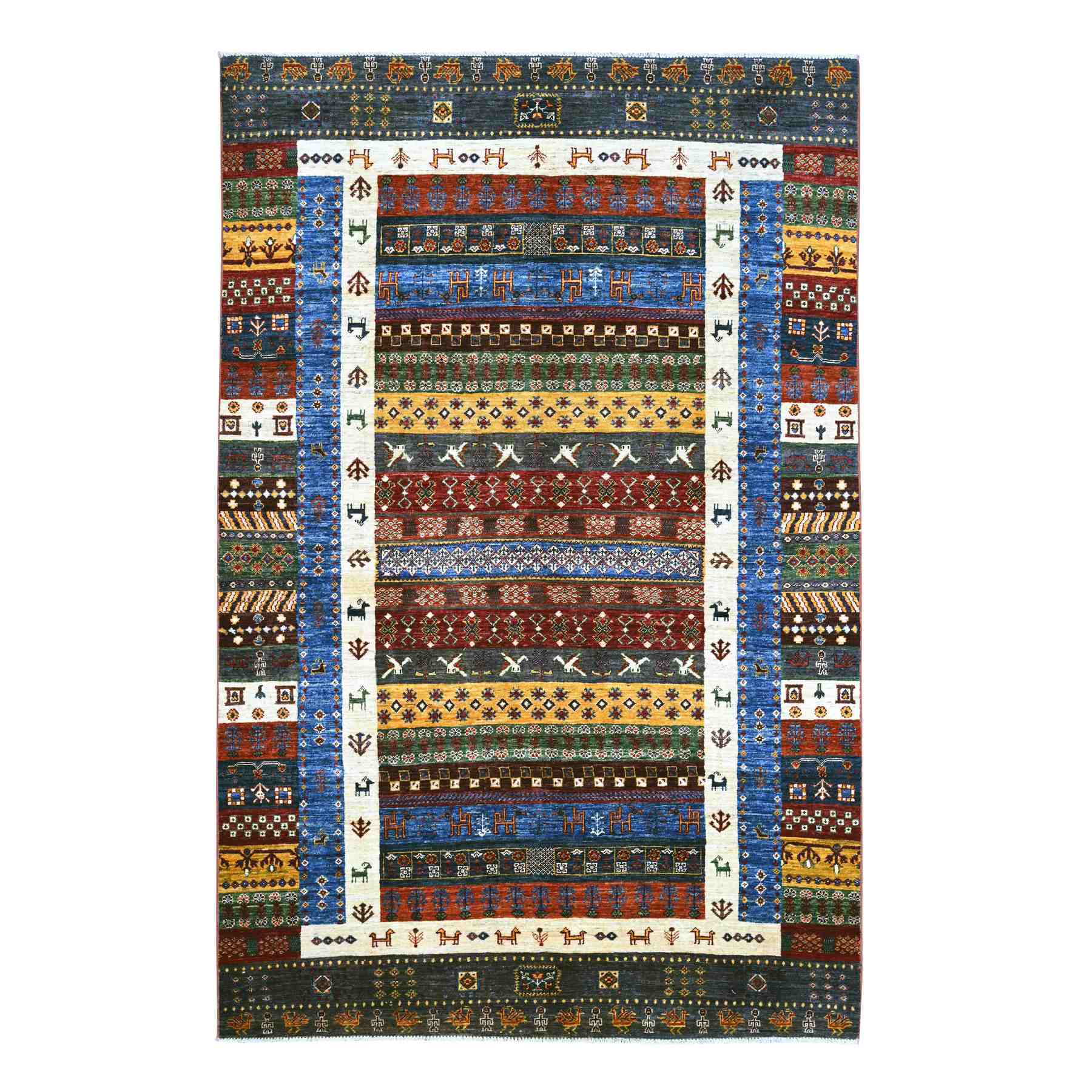 Tribal-Geometric-Hand-Knotted-Rug-113875