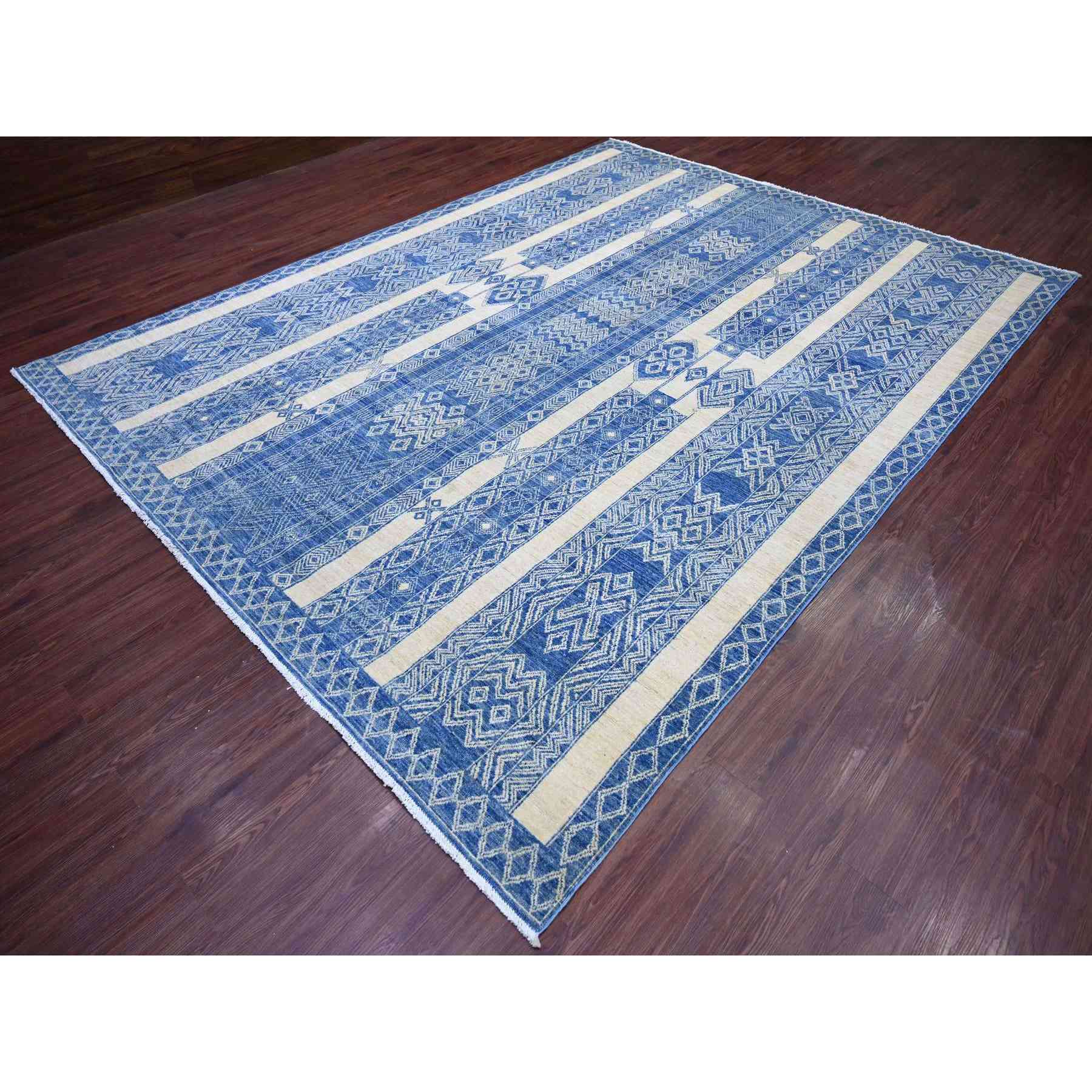 Tribal-Geometric-Hand-Knotted-Rug-114220