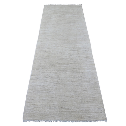 Daisy White, Plain Solid Pattern, Hand Knotted, Hand Spun Ghazni Wool, Lush and Plush, Runner, Oriental 