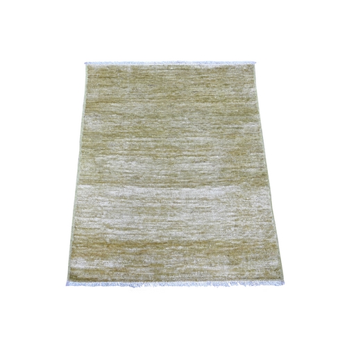 Olive Green, Plain Solid Pattern, Hand Knotted, Hand Spun Ghazni Wool, Lush and Plush, Mat, Sample, Oriental 