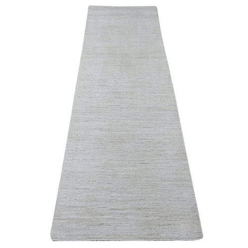 Daisy White, Plain Solid Pattern, Hand Knotted, Hand Spun Ghazni Wool, Lush and Plush, Runner, Oriental 